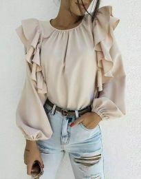 Дамска блуза с атрактивни ръкави в бежово - код 6544