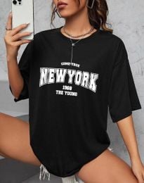 Дамска тениска с принт "NEW YORK" в черно - код 0012018