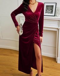Атрактивна дамска рокля в цвят бордо - код 10050