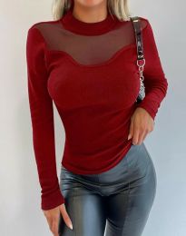 Стилна дамска блуза в тъмночервено - код 99155