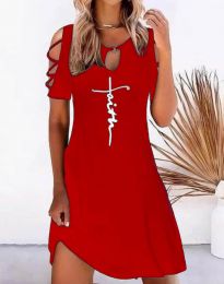 Атрактивна дамска рокля в червено - код 3817