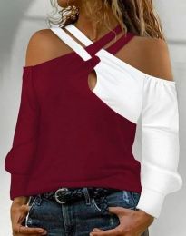 Атрактивна дамска блуза в червено и бяло - код 80041