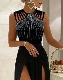 Дълга елегантна дамска рокля с камъчета - код 04256