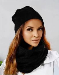 Комплект шал и шапка в черно - код 2458