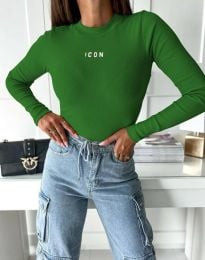 Дамска блуза с надпис "ICON" в зелено - код 31101