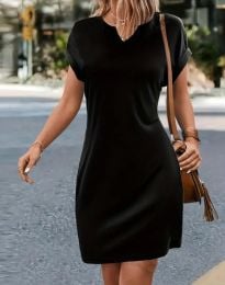 Дамска рокля с къс ръкав в черно - код 610400