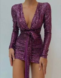 Елегантна дамска рокля в лилаво - код 50002