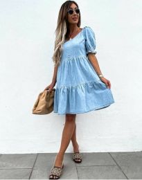 Атрактивна дамска дънкова рокля в синьо - код 05338