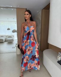 Плисирана макси рокля с флорален принт - код 91536 - 1