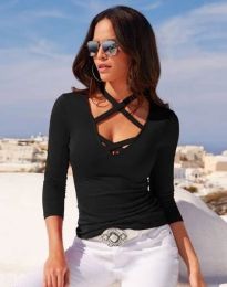 Атрактивна дамска блуза в черно - код 4440