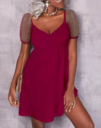 Атрактивна дамска рокля в цвят бордо - код 7374