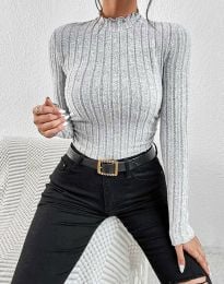 Атрактивна дамска блуза в сиво - код 32100