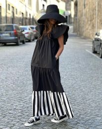 Ефектна дълга дамска рокля в черно - код 09740