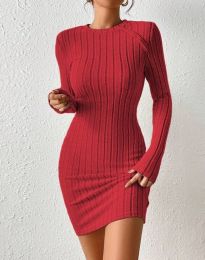 Къса дамска рокля в червено - код 3274