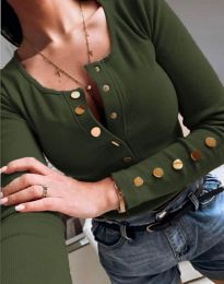 Дамска блуза в масленозелено с копчета - код 5815