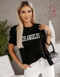 Дамска тениска с надпис "LOS ANGELES" в черно - код 01023