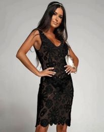 Плетена дамска плажна рокля в черно - код 202318