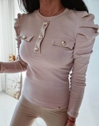 Ефектна дамска блуза в бежово - код 4739