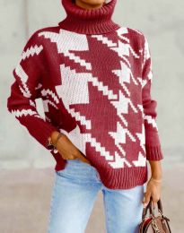 Атрактивен дамски пуловер в цвят бордо - код 1019