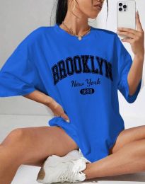 Дамска тениска с надпис "BROOKLYN" в синьо - код 001203