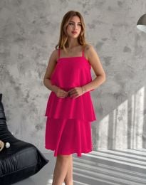 Разкроена дамска рокля в цвят циклама - код 21833