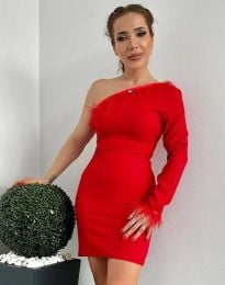 Екстравагантна дамска рокля в червено - код 00488
