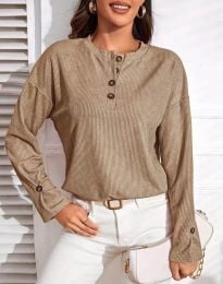 Дамска блуза с копчета в бежово - 50157