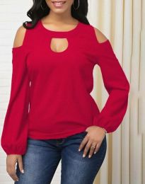 Ефектна дамска блуза в червено - код 55010