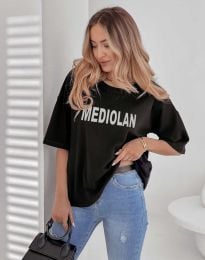 Дамска тениска с надпис "MEDIOLAN" в черно - код 01221