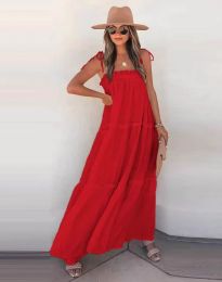 Свободна дълга рокля в червено - код 3359