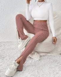 Атрактивен дамски панталон в цвят пудра - код 34188
