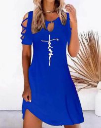 Атрактивна дамска рокля в синьо - код 38177