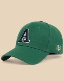 Атрактивна дамска шапка "A" с козирка в зелено - код WH0612
