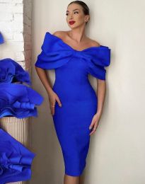Стилна дамска рокля в синьо - код  24059