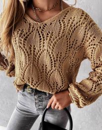Атрактивен дамски пуловер в бежово - код 7120