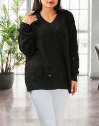 Атрактивен дамски пуловер в черно - код 20511