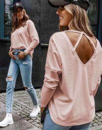 Дамска блуза с ефектен гръб в розово - код 7380