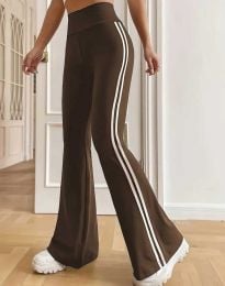 Моден дамски панталон с кант в кафяво - код 61038
