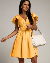 Кокетна дамска рокля в цвят горчица - код 0854
