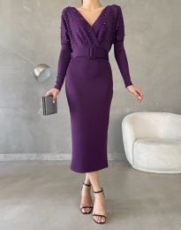 Стилна дамска рокля в лилаво - код 82704