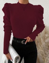 Дамска блуза с ефектни ръкави в цвят бордо - код 31250