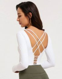 Дамска блуза с ефектен гръб в бяло - код 7851