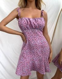 Дамска рокля с флорален десен в лилаво - код 2149