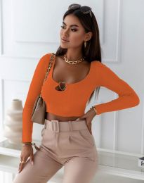 Къса дамска блуза в оранжево - код 5235