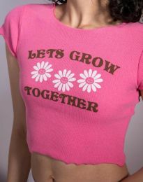 Атрактивна дамска тениска в розово - код 00644