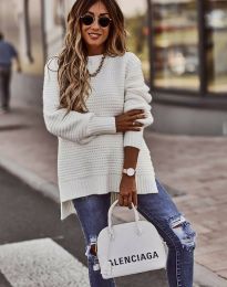 Атрактивен дамски пуловер в бяло - код 05589