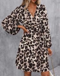 Атрактивна дамска рокля с леопардов десен - код 61244