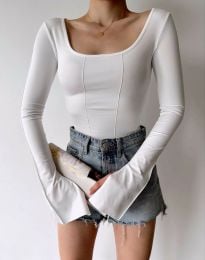 Ефектна дамска блуза в бяло - код 17022
