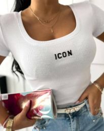Дамска тениска с надпис "ICON" в бяло - код 5668