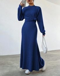 Дамска рокля с допълнителна горна част в синьо - код 32999